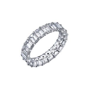 Platinum and 9.25ctw Emerald Cut Diamond Eternity Band Ring