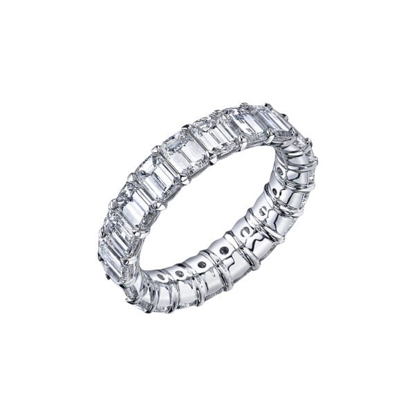 Platinum and 9.25ctw Emerald Cut Diamond Eternity Band Ring
