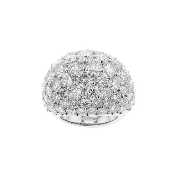 Platinum, White Gold and Diamond Bombé Ring