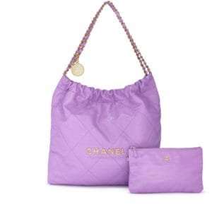 Purple Quilted Calfskin Medium 22 Bag Aged Gold Hardware, 2022