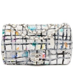 Rainbow Hand Painted Quilted Calfskin Graffiti Mini Single Flap Silver Hardware, 2014