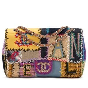 Rainbow Tweed, Textile and Leather Patchwork Denim Jumbo Single Flap Bag Silver Hardware, 2011