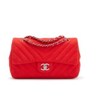 Red Chevron Quilted Jersey Single Flap Silver Hardware, 2009-2010