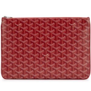 Red Goyardine Canvas and Chevroches Calfskin Sénat MM Pouch Silver Hardware, 2023