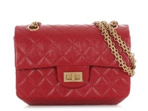 Red Quilted Aged Calfskin Mini 2.55 Reissue 224 Aged Gold Hardware, 2020-2021