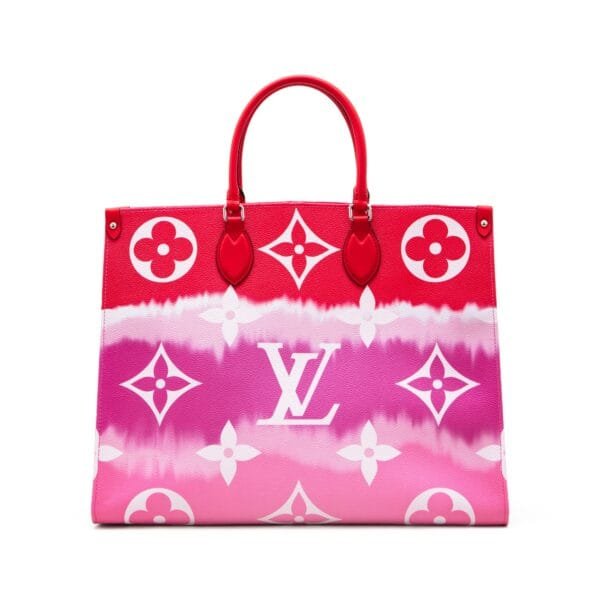 Red Tie-Dye Giant Monogram Escale Coated Canvas OnTheGo GM Silver Hardware, 2020