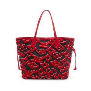 Red, White, and Black Tufted Monogram Canvas LVxUF Neverfull MM Gold Hardware, 2020
