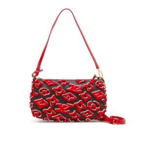 Red, White, and Black Tufted Monogram Canvas LVxUF Pochette Accessoires Gold Hardware, 2020