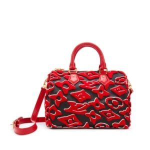 Red, White, and Black Tufted Monogram Canvas LVxUF Speedy Bandoulière 25 Gold Hardware, 2020