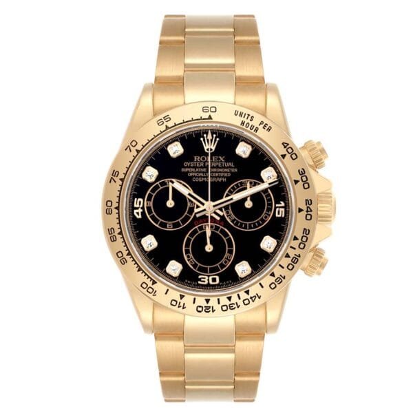 Rolex Cosmograph Daytona (Reference 116508). A yellow gold diamond set automatic wristwatch with chronograph. 2018