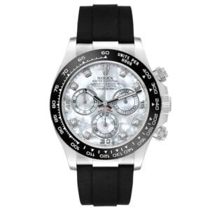 Rolex Cosmograph Daytona (Reference 116519). A white gold diamond set automatic wristwatch with chronograph. 2019