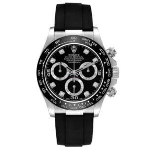 Rolex Cosmograph Daytona (Reference 116519). A white gold diamond set automatic wristwatch with chronograph. 2021