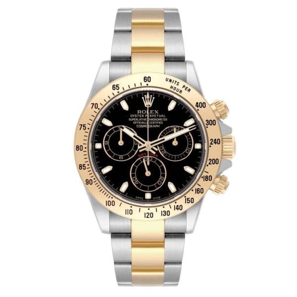 Rolex Cosmograph Daytona (Reference 116523). A yellow gold stainless steel automatic wristwatch with chronograph. 2014