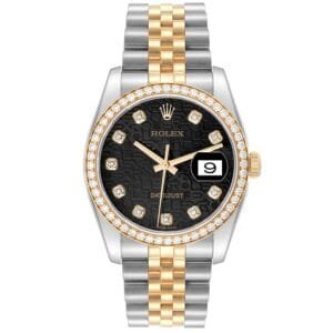 Rolex Datejust Anniversary Dial (Reference 116243). A yellow gold stainless steel diamond set automatic wristwatch with date.