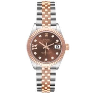 Rolex Datejust Chocolate Dial (Reference 279171). A rose gold stainless steel diamond set automatic wristwatch with date.