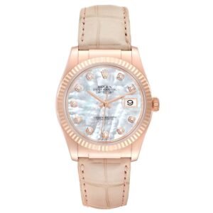 Rolex Datejust (Reference 116135). A rose gold diamond-set automatic wristwatch with date.