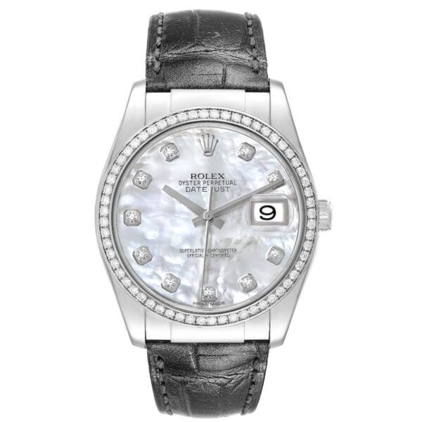 Rolex Datejust (Reference 116189). A white gold diamond-set automatic wristwatch with date. 2008-2009