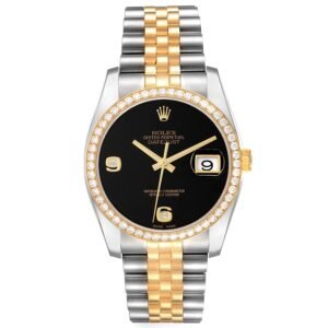 Rolex Datejust (Reference 116243). A yellow gold and stainless steel diamond-set automatic wristwatch with date.