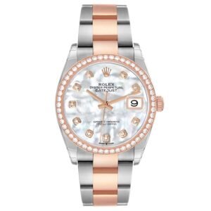 Rolex Datejust (Reference 126281). An unworn rose gold and stainless diamond-set automatic wristwatch with date.