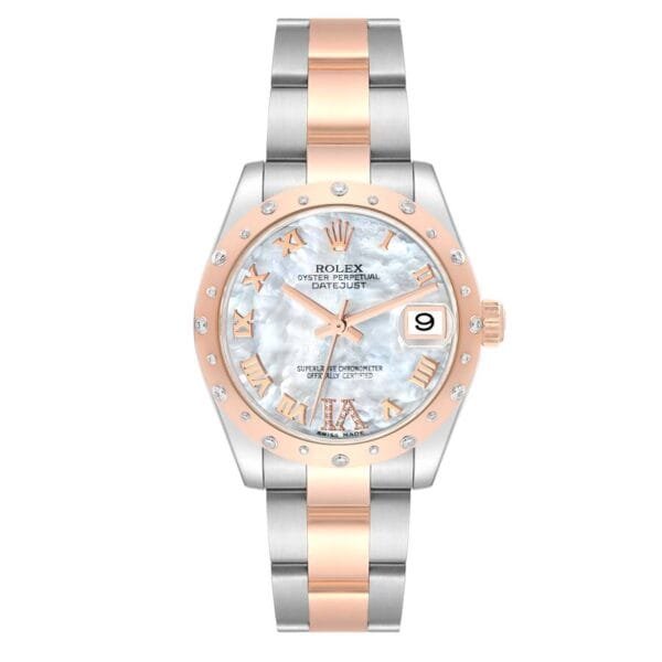 Rolex Datejust (Reference 178341). A rose gold stainless steel diamond set automatic wristwatch with date. 2009-2010