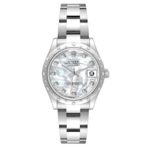 Rolex Datejust (Reference 278344). A white gold stainless steel diamond set automatic wristwatch with date. 2021