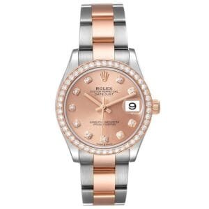 Rolex Datejust (Reference 278381). A rose gold stainless steel diamond set automatic wristwatch with date. 2021