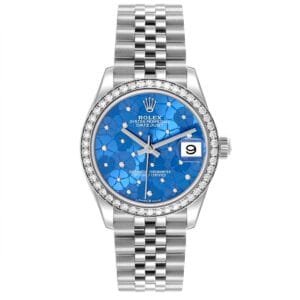 Rolex Datejust (Reference 278384). A white gold diamond set automatic wristwatch with date.