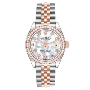 Rolex Datejust (Reference 279381). A rose gold stainless steel diamond set automatic wristwatch with date. 2015-2024