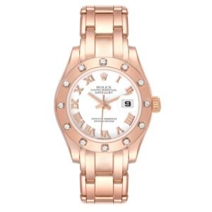 Rolex Pearlmaster (Reference 80315). A rose gold diamond-set automatic wristwatch with date. 2011