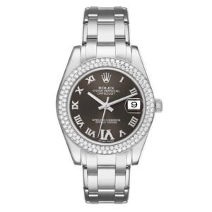 Rolex Pearlmaster (Reference 81339). A white gold diamond-set automatic wristwatch with date. 2013