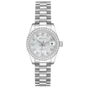 Rolex President Datejust Anniversary (Reference 179136). A platinum diamond-set automatic wristwatch with date. 2001-2002