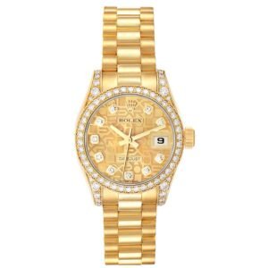 Rolex President Datejust (Reference 179158). A yellow gold diamond-set automatic wristwatch with date. 2006