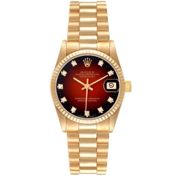 Rolex President Datejust (Reference 68278). A yellow gold diamond set automatic wristwatch with date. 1986-1987