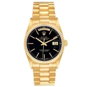 Rolex President Day-Date (Reference 18038). A yellow gold automatic wristwatch with day and date. 1979-1980