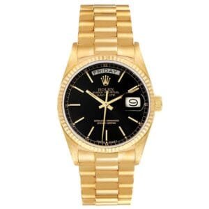 Rolex President Day-Date (Reference 18038). A yellow gold automatic wristwatch with day and date. 1982-1983