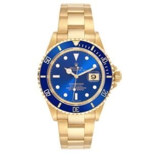 Rolex Submariner (Reference 16618). A yellow gold automatic wristwatch with date. 2006