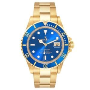 Rolex Submariner (Reference 16618). A yellow gold automatic wristwatch with date. 1990-1991