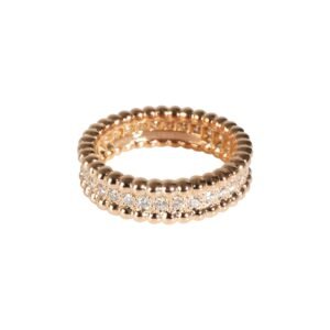 Rose Gold and Diamond Perlée One Row Band Ring