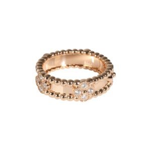 Rose Gold and Diamond Perlée Sweet Clovers Band Ring