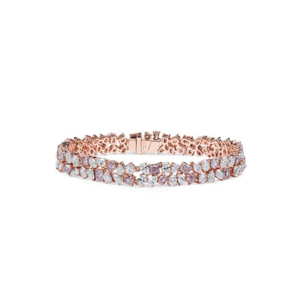 Rose Gold, Fancy Cut Pink Diamond and Diamond Double Row Bracelet
