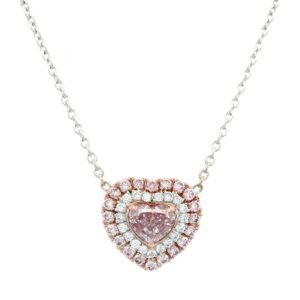 Rose Gold, White Gold, 0.50ct Heart Shaped Fancy Purple-Pink and Diamond Pendant Necklace