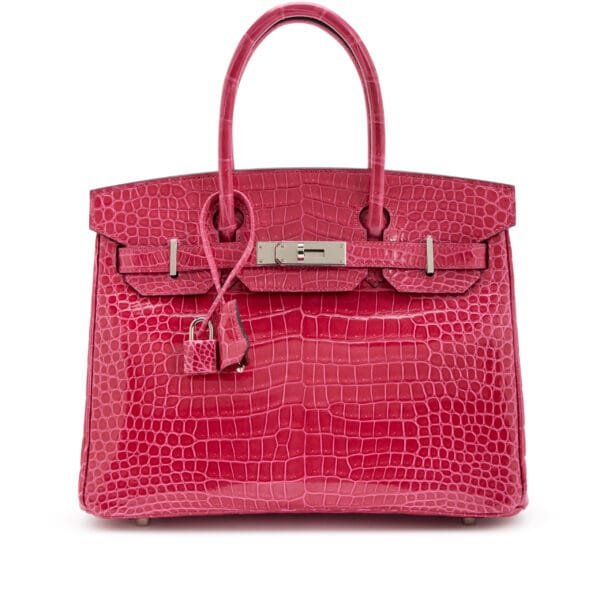 Rose Mexico Shiny Porosus Crocodile Birkin 30 Palladium Hardware, 2020