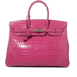 Rose Scheherazade Shiny Porosus Crocodile Birkin 35 Palladium Hardware, 2012