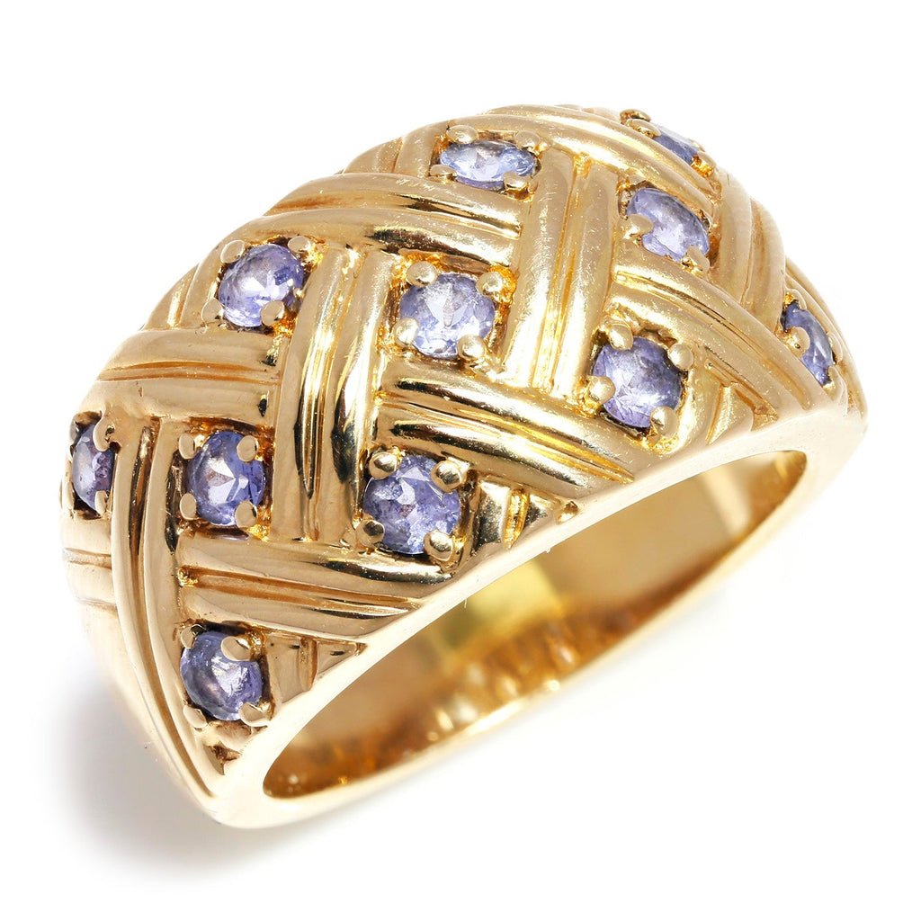 Round Amethyst Crosshatch Ring 14K Yellow Gold 0.55ctw