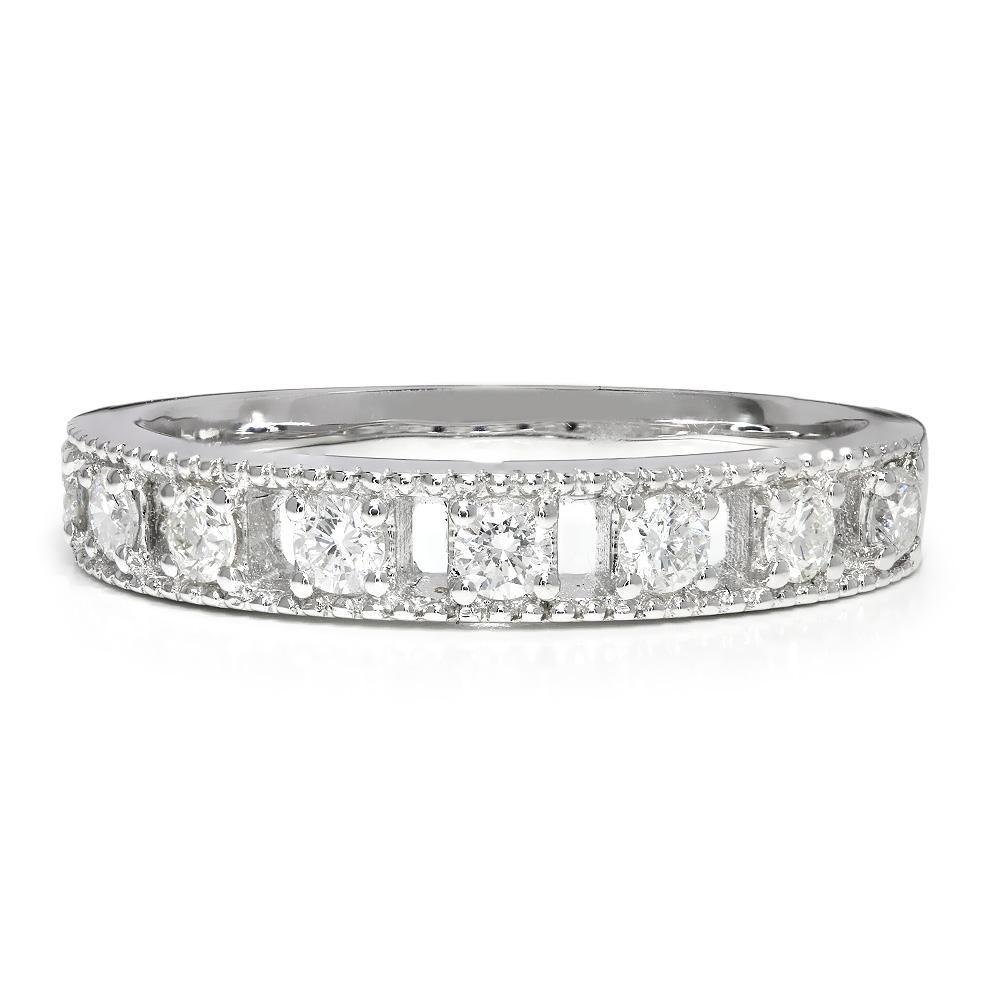 Round Diamond Milgrain Wedding Band 14K .40ctw