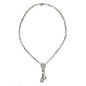Round Diamond Split Pendant Necklace 18K White Gold 1.75ctw