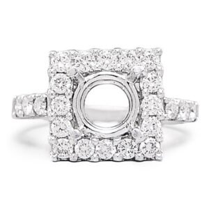 Round Diamond Square Semi Mount Engagement Ring Setting