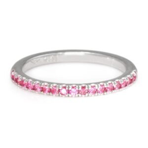 Round Ruby Stackable Wedding Band 14K White Gold .19ctw