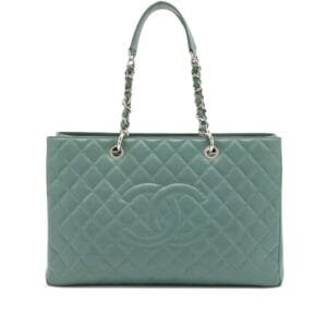 Seafoam Green Quilted Caviar GST XL Grand Shopping Tote Silver Hardware, 2012