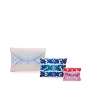 Set of Three; Multicolor Monogram Escale Coated Canvas Kirigami Pouches Silver Hardware, 2020